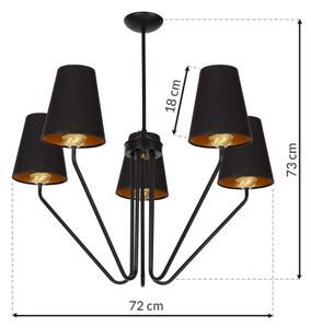 Lampadario a sospensione con supporto rigido VICTORIA 5xE27/60W/230V nero