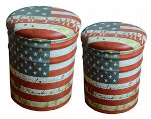 SET DI 2 POUF CONTENITORE TONDO USA