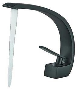 Miscelatore per lavabo, da montare a parete, struttura in ottone, finitura nero opaco, colore nero opaco