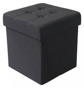 POUF CONTENITORE QUADRATO IN STOFFA NERO