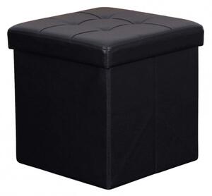 POUF CONTENITORE QUADRATO IN ECOPELLE NERO