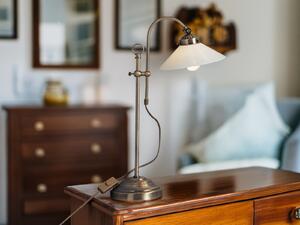 Lampada da tavolo a LED in stile rustico lampada da lettura regolabile in altezza con paralume in vetro