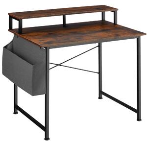 Tectake 404664 scrivania con ripiano e sacca in tessuto - industriale scuro, 120 cm