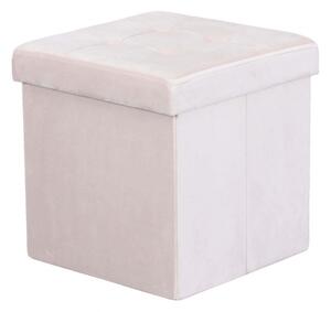 POUF CONTENITORE QUADRATO IN VELLUTO BEIGE