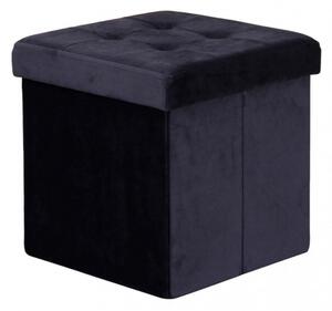 POUF CONTENITORE QUADRATO IN VELLUTO NERO