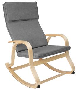 Tectake 404525 sedia a dondolo roca in legno di betulla 150 kg - grigio chiaro