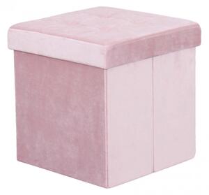 POUF CONTENITORE QUADRATO IN VELLUTO ROSA