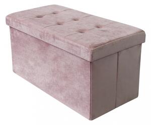 POUF CONTENITORE RETTANGOLARE IN VELLUTO ROSA