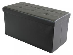 POUF CONTENITORE RETTANGOLARE IN ECOPELLE NERO