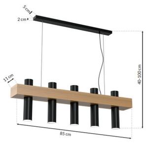 Lampadario a sospensione con filo WEST 5xGU10/25W/230V nero