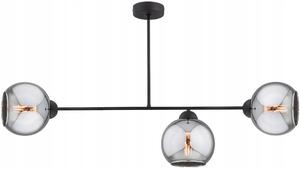 KAR-LIGHTING Lampada da soffitto a 3 luci, vetro e metallo nero – Ampia lampada da interno per sala da pranzo e soggiorno – E27