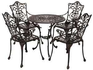 Set da giardino 5 pezzi in stile Art Nouveau, finitura bronzo anticato