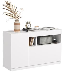 HOMCOM Credenza Moderna Bassa con Ante Ammortizzate e Apertura a Pressione, Ripiani Regolabili, Bianco