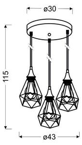 Lampadario a sospensione con filo GRAF 3xE27/60W/230V