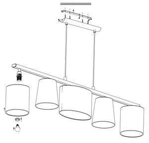 Eglo 98588 - Lampadario a sospensione con filo ALMEIDA 5xE14/25W/230V