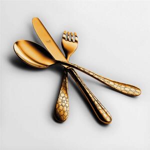 Servizio 20 pezzi Coccodrillo Oro in Acciaio Inossidabile, colore Oro, Lavorazione della supperficie con impiantazione di Titanio PVD