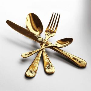 Servizio 36 pezzi Vintage Oro in Acciaio Inossidabile, colore Oro Opaco, Lavorazione della supperficie con impiantazione di Titanio PVD
