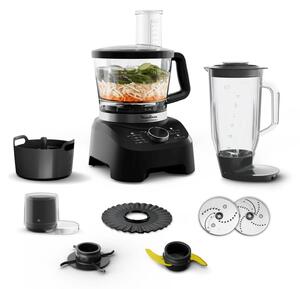 Moulinex Robot da Cucina Multifunzione Capacit Ciotola 3 Litri Potenza 1000 Watt Funzione PULSE colore Nero - FP8318F0 Double Force