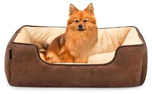 Cuccia per cani lionto - cesto reversibile 2 in 1, morbidamente imbottito e di facile manutenzione, con ingresso basso, 80x60 cm, marrone/beige