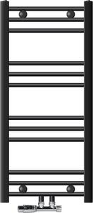 LuxeBath radiatore bagno attacco centrale 400 x 800 mm antracite diritto con termostato e set di collegamento Radiatore angolare a parete, senza elemento riscaldante