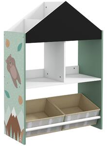 ZONEKIZ Libreria Portagiochi Vivace per Bambini, Design con Ripiani e Cassetti Rimovibili, Soluzione Salvaspazio, Colore Allegro - Verde|Aosom Italy