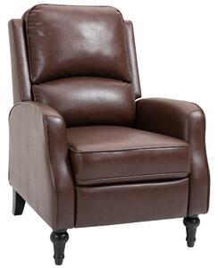 HOMCOM Poltrona Reclinabile con Poggiapiedi Estraibile in Similpelle e Piedini in Legno, Poltrona Relax Reclinabile, 73x86x104cm, Marrone| Aosom Italy