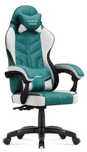Sedia da gaming Huzaro Force 2.7 in velluto verde, ergonomica, con funzione reclinabile, fino a 140 kg