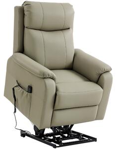 HOMCOM Poltrona Elettrica Alzapersona Reclinabile 170° in Pelle Finta Traspirante con 2 Motori, Telecomando, 4 Ruote, Freno, Poggiapiedi, Tasche Laterali, Crema | Aosom Italy