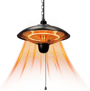 ISOISL Stufa a infrarossi da soffitto, potenza 600-1800 W, fibra di carbonio, interruttore a tirante, 3 livelli di riscaldamento, colore nero