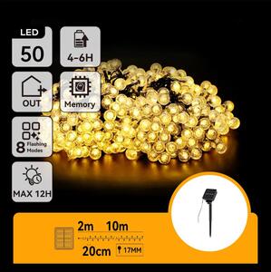Aigostar - LED Solare catena decorativa 50xLED/8 funzioni 12m IP65 bianco caldo
