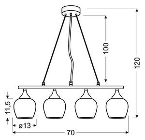 Lampadario a sospensione con filo SIRIUS 4xE27/60W/230V