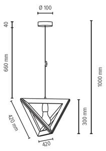 Spot-Light 1271174 - Lampadario a sospensione TRIGONON 1xE27/60W/230V rovere opaco