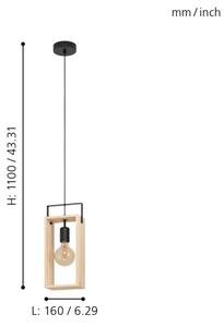 Eglo 43413 - Lampadario a sospensione con filo FAMBOROUGH 1xE27/40W/230V