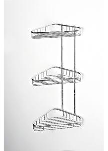 Angolare Doccia Triangolare a tre piani cromo 24x20xh56 cm con cestelli inox lucido reversibili (fori in ambo i lati ) fissaggio a muro viti e stop bagno galvanico di oltre 22 micron inalterabile nel tempo