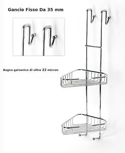 Angolare doccia Triangolare a due piani cromo 19x22x h68,5 cm con gancio Fisso 35 mm bagno galvanico di oltre 22 micron inalterabile nel tempo