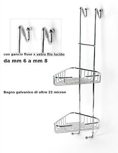 Angolare doccia Triangolare a due piani cromo 19x22x h68,5 cm con gancio Fisso x Docce a filo lucido spessore vetro 6 max 8 mm bagno galvanico di oltre 22 micron inalterabile nel tempo