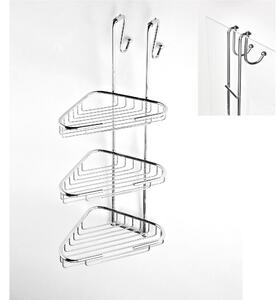 Angolare doccia a tre piani cromo 24x28xh68 cm con gancio regolabile per vetri doccia 6mm-8 mm bagno galvanico di oltre 22 micron inalterabile nel tempo