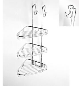 Angolare doccia a tre piani cromo 24x40,5xh68 cm con gancio regolabile 14-18 cm bagno galvanico di oltre 22 micron inalterabile nel tempo