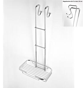 Griglia doccia rettangolare a un piano cromo 23x27,5xh68 cm con gancio regolabile da 5-10 cm bagno galvanico di oltre 22 micron inalterabile nel tempo