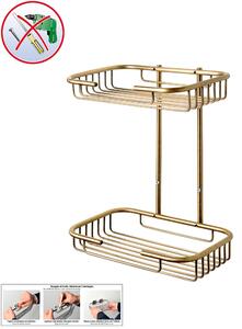 Griglia Doccia Adesivo Forte 3 M, a due piani ottone 23x16xh30 cm colore brunito bagno galvanico di oltre 22 micron inalterabile nel tempo