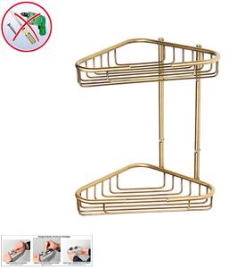 Angolare Doccia Adesivo Forte 3 M, a due piani ottone 24x20xh30 cm colore brunito bagno galvanico di oltre 22 micron inalterabile nel tempo