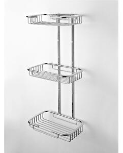Griglia Doccia rettangolare a tre piani cromo 23x16xh56 cm inox lucido fissaggio a viti e stop bagno galvanico di oltre 22 micron inalterabile nel tempo
