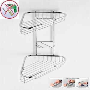 Angolare Doccia Adesivo Forte 3 M, a due piani cromo 24x20xh30 cm inox lucido bagno galvanico di oltre 22 micron inalterabile nel tempo