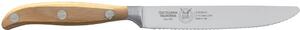 Coltello da tavola lama forgiata seghettata in acciaio W.Nr.1.4116 cm 12, manico legno di Frassino , Manico in essenza legno di Frassino