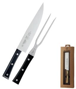 Set Arrosto due pezzi con coltello e forchettone 16 cm colore Nera, manico in paperstone perfetto per carni e infilzare arrosti e carni