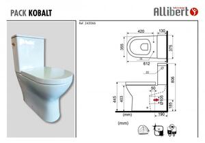 Sanitario Filo Muro Allibert KOBALT vasca senza bordo serbatoio di collegamento laterale sedile WC