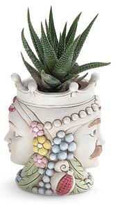 Vaso fiori Testa di Moro con piantina Bicolor Grande 15xh 18 cm - bifacciale moro siciliano uomo donna
