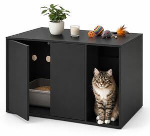 Armadietto Relaxdays per gatti, ideale per lettiera, rifugio per gatti, con apertura a pressione, dimensioni: 50x72x50 cm, mobiletto per gatti, legno, nero