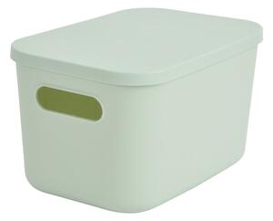 Scatola con coperchio in verde chiaro in plastica 24,5x18x15 cm – Homéa