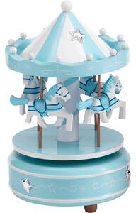 Giostra con carillon e Stelline in resina argentata per nascite e battesimi h 18 cm colore azzurro